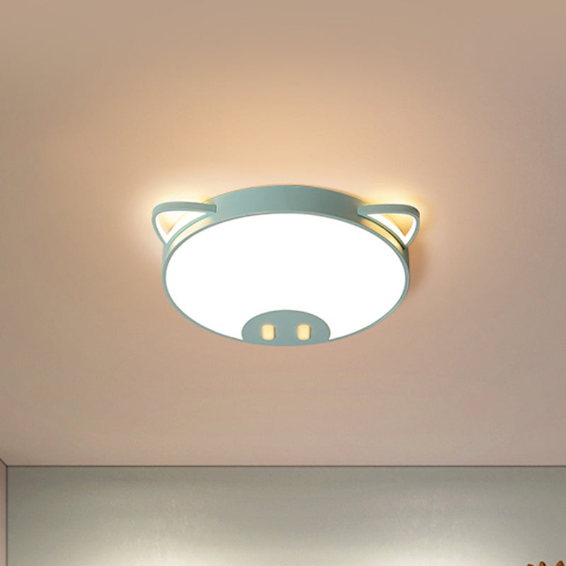 Pink/Blue Pig Ceiling Mounted Fixture Cartoon Acrylic LED Flush Ceiling Light in Warm/White Light, 19.5"/23.5" Width Blue Warm Clearhalo 'Ceiling Lights' 'Close To Ceiling Lights' 'Close to ceiling' 'Flush mount' Lighting' 259609