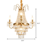 Empire Chandelier Light Fixture with Candle Luxury Crystal 4 Heads Chandelier Pendant Light in Brass Finish Clearhalo 'Ceiling Lights' 'Chandeliers' Lighting' options 259645