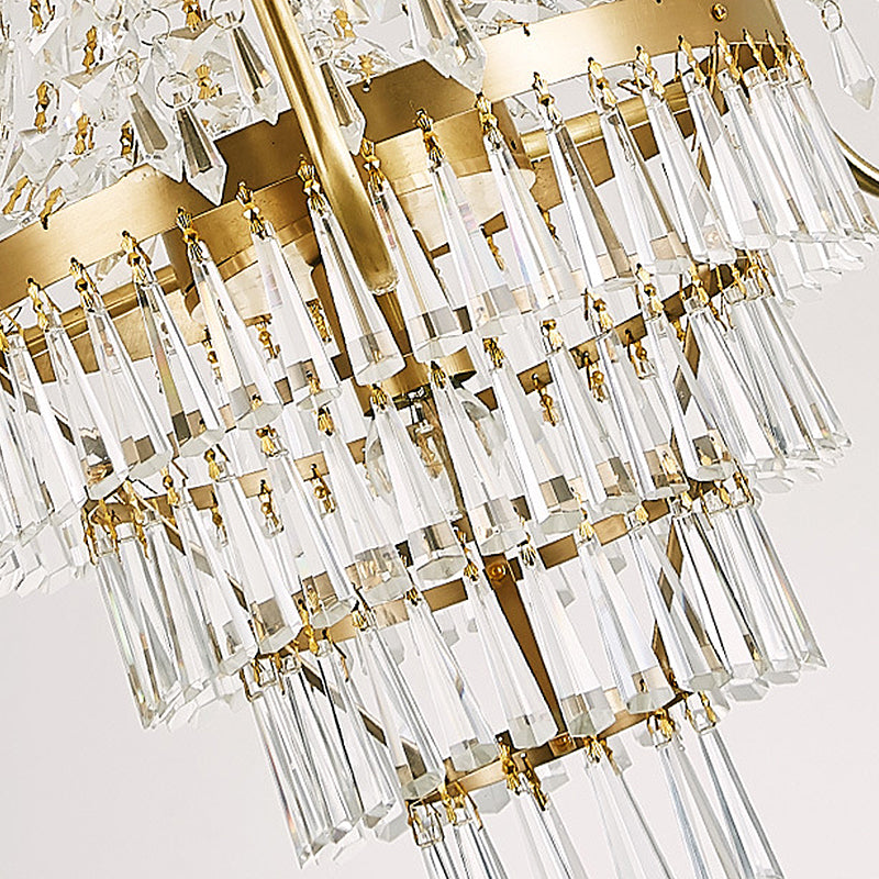 Empire Chandelier Light Fixture with Candle Luxury Crystal 4 Heads Chandelier Pendant Light in Brass Finish Clearhalo 'Ceiling Lights' 'Chandeliers' Lighting' options 259646