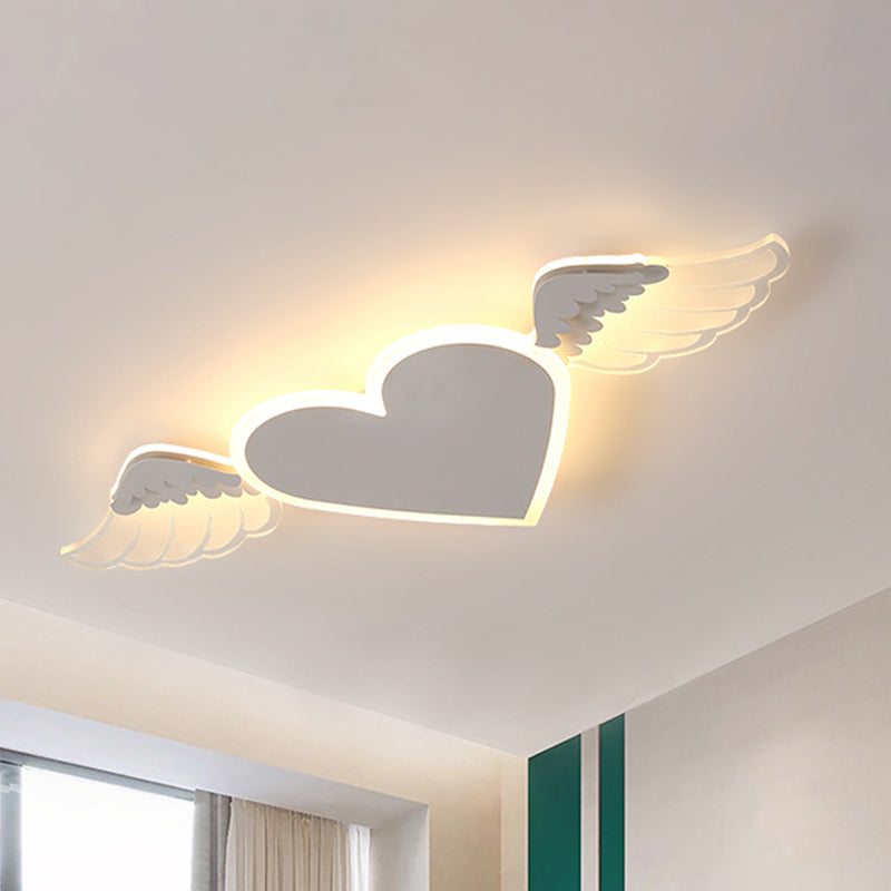 LED White/Pink Heart Close to Ceiling Lamp Kids Metal Flush Ceiling Light in Warm/White Light White Clearhalo 'Ceiling Lights' 'Close To Ceiling Lights' 'Close to ceiling' 'Flush mount' Lighting' 259673