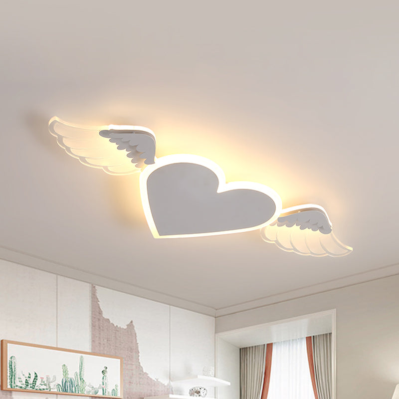 LED White/Pink Heart Close to Ceiling Lamp Kids Metal Flush Ceiling Light in Warm/White Light Clearhalo 'Ceiling Lights' 'Close To Ceiling Lights' 'Close to ceiling' 'Flush mount' Lighting' 259674