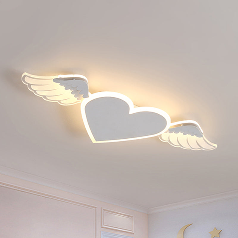 LED White/Pink Heart Close to Ceiling Lamp Kids Metal Flush Ceiling Light in Warm/White Light Clearhalo 'Ceiling Lights' 'Close To Ceiling Lights' 'Close to ceiling' 'Flush mount' Lighting' 259675