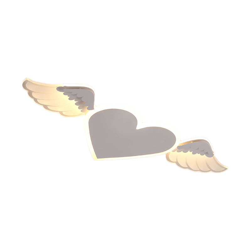 LED White/Pink Heart Close to Ceiling Lamp Kids Metal Flush Ceiling Light in Warm/White Light Clearhalo 'Ceiling Lights' 'Close To Ceiling Lights' 'Close to ceiling' 'Flush mount' Lighting' 259676