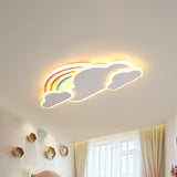 White/Pink Rainbow Cloudy Ceiling Light Cartoon Metallic LED Flush-Mount Light Fixture, Warm/White Light Clearhalo 'Ceiling Lights' 'Close To Ceiling Lights' 'Close to ceiling' 'Flush mount' Lighting' 259712