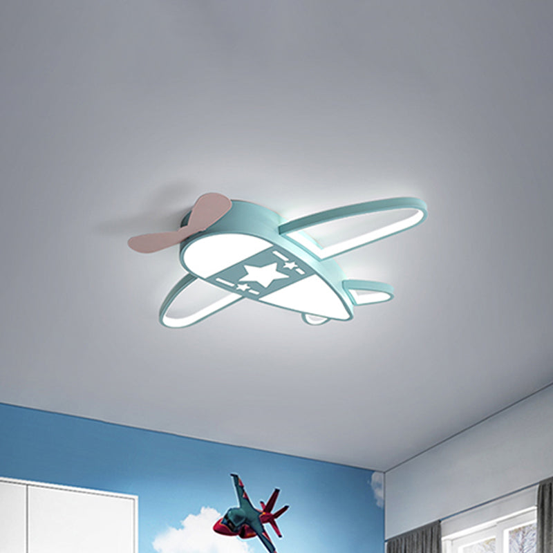 Pink/Blue Plane Flushmount Lighting Metal Modernism LED Flush Mount Lamp in Warm/White Light, 19.5"/25.5" Width Clearhalo 'Ceiling Lights' 'Close To Ceiling Lights' 'Close to ceiling' 'Flush mount' Lighting' 259766