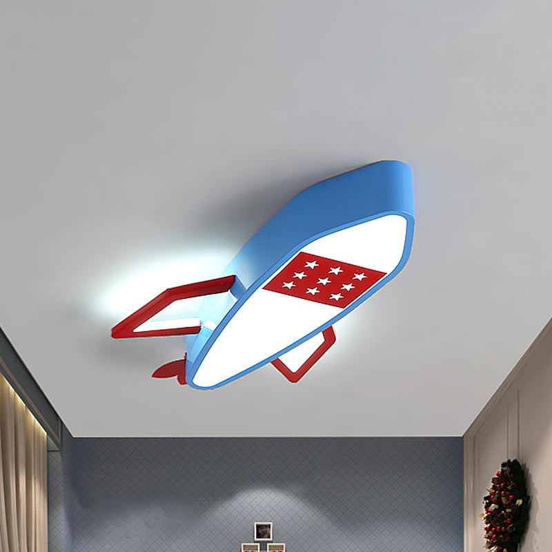 Blue Rocket Flush Mount Ceiling Fixture Contemporary Acrylic LED Ceiling Lighting in Warm/White Light for Kids Blue White Clearhalo 'Ceiling Lights' 'Close To Ceiling Lights' 'Close to ceiling' 'Flush mount' Lighting' 259778