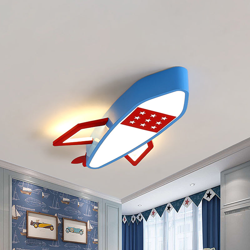 Blue Rocket Flush Mount Ceiling Fixture Contemporary Acrylic LED Ceiling Lighting in Warm/White Light for Kids Blue Warm Clearhalo 'Ceiling Lights' 'Close To Ceiling Lights' 'Close to ceiling' 'Flush mount' Lighting' 259779