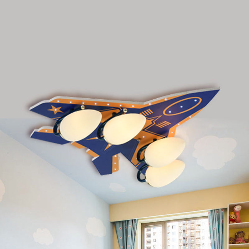 Aircraft Ceiling Lighting with Frosted Glass Shade Modern 4 Heads Flush Mount Light in Blue Clearhalo 'Ceiling Lights' 'Close To Ceiling Lights' 'Close to ceiling' 'Flush mount' Lighting' 259800