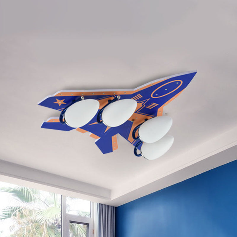 Aircraft Ceiling Lighting with Frosted Glass Shade Modern 4 Heads Flush Mount Light in Blue Clearhalo 'Ceiling Lights' 'Close To Ceiling Lights' 'Close to ceiling' 'Flush mount' Lighting' 259801