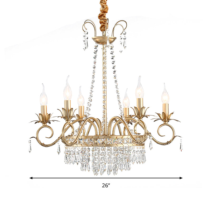 Brass Finish Curved Arm Ceiling Chandelier with Candle Accent Contemporary Crystal 4/6 Bulbs Ceiling Pendant Light Clearhalo 'Ceiling Lights' 'Chandeliers' Lighting' options 259872