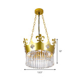 Golden Crown Shade Chandelier Light Fixture Contemporary Crystal 4 Bulbs Hanging Light in Gold Clearhalo 'Ceiling Lights' 'Chandeliers' 'Modern Chandeliers' 'Modern' Lighting' 259878