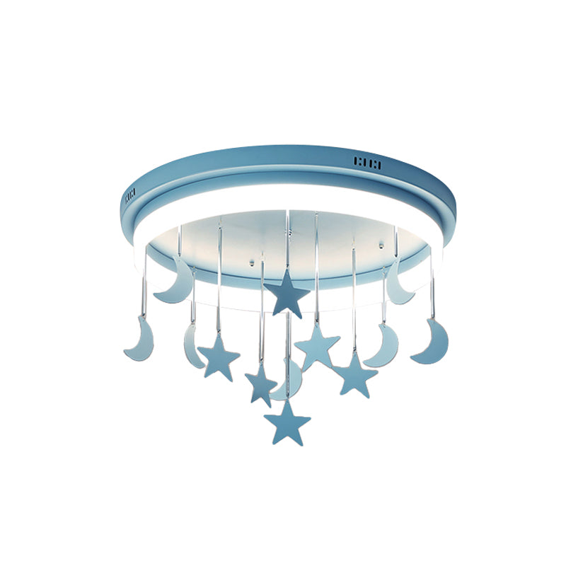 Pink/Blue Round Led Flush Mount Fixture Kids Acrylic Flush Chandelier with Mermaid/Star Decoration, 18"/21.5" Width Clearhalo 'Ceiling Lights' 'Close To Ceiling Lights' 'Close to ceiling' 'Flush mount' Lighting' 259888