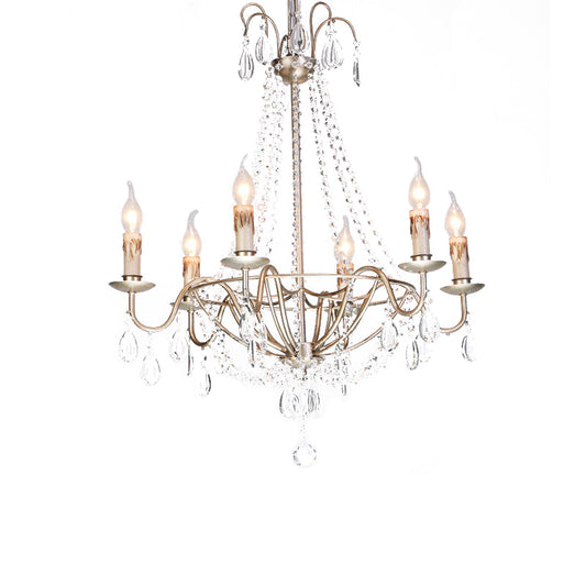 Clear Crystal Beaded Chandelier Lamp Modernist 6 Heads Pendant Light Fixture in Gold Finish for Bedroom Clearhalo 'Ceiling Lights' 'Chandeliers' Lighting' options 259932