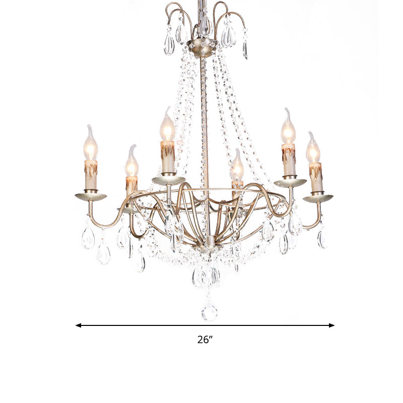 Clear Crystal Beaded Chandelier Lamp Modernist 6 Heads Pendant Light Fixture in Gold Finish for Bedroom Clearhalo 'Ceiling Lights' 'Chandeliers' Lighting' options 259933