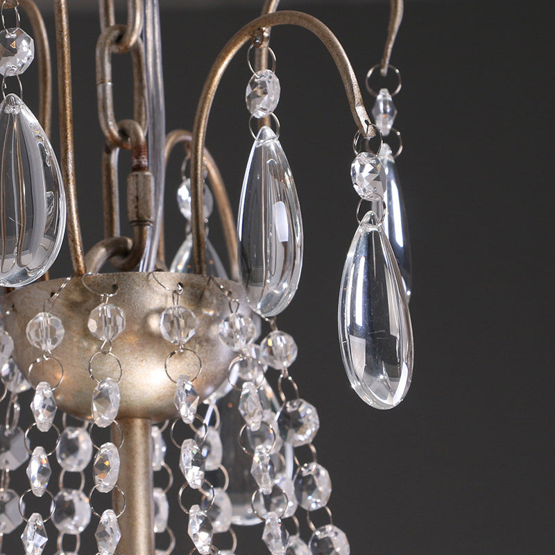 Clear Crystal Beaded Chandelier Lamp Modernist 6 Heads Pendant Light Fixture in Gold Finish for Bedroom Clearhalo 'Ceiling Lights' 'Chandeliers' Lighting' options 259934