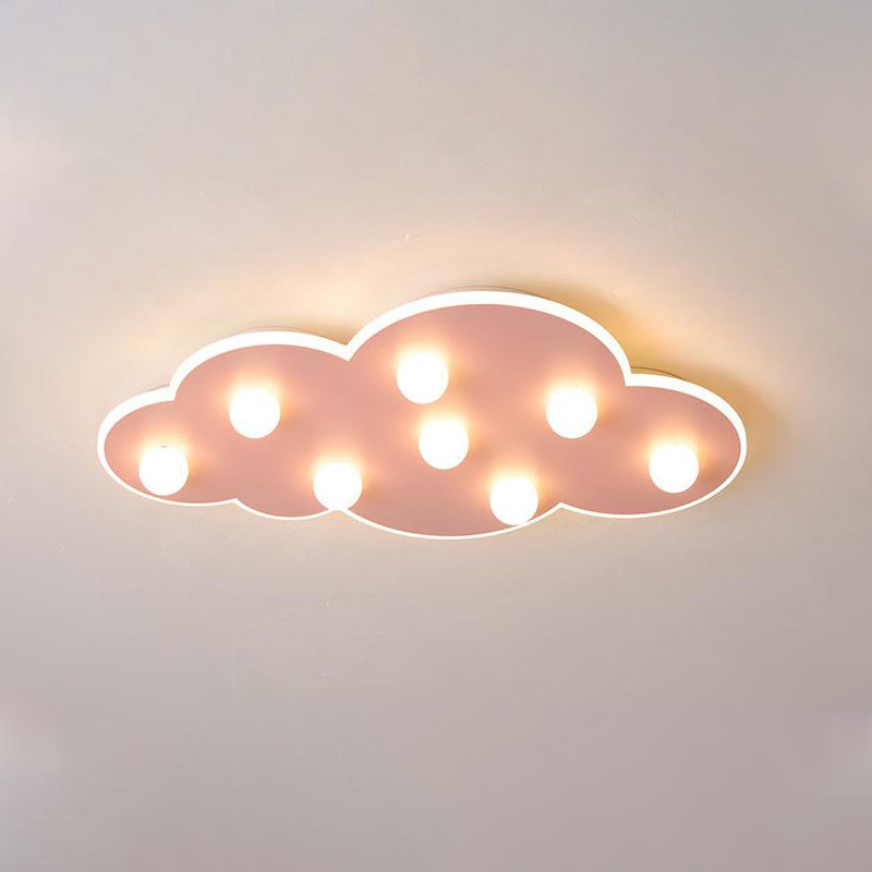 Blue/Pink/White Cloud Flush Ceiling Light Macaron Metal 8-Led Ceiling Mounted Light for Kids Bedroom Pink Clearhalo 'Ceiling Lights' 'Close To Ceiling Lights' 'Close to ceiling' 'Flush mount' Lighting' 259965