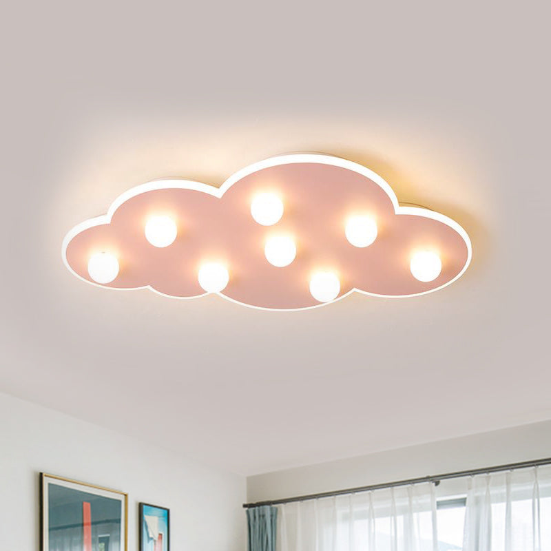 Blue/Pink/White Cloud Flush Ceiling Light Macaron Metal 8-Led Ceiling Mounted Light for Kids Bedroom Clearhalo 'Ceiling Lights' 'Close To Ceiling Lights' 'Close to ceiling' 'Flush mount' Lighting' 259966