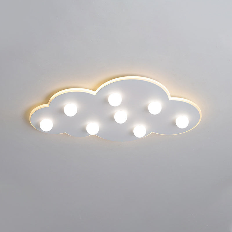 Blue/Pink/White Cloud Flush Ceiling Light Macaron Metal 8-Led Ceiling Mounted Light for Kids Bedroom White Clearhalo 'Ceiling Lights' 'Close To Ceiling Lights' 'Close to ceiling' 'Flush mount' Lighting' 259969