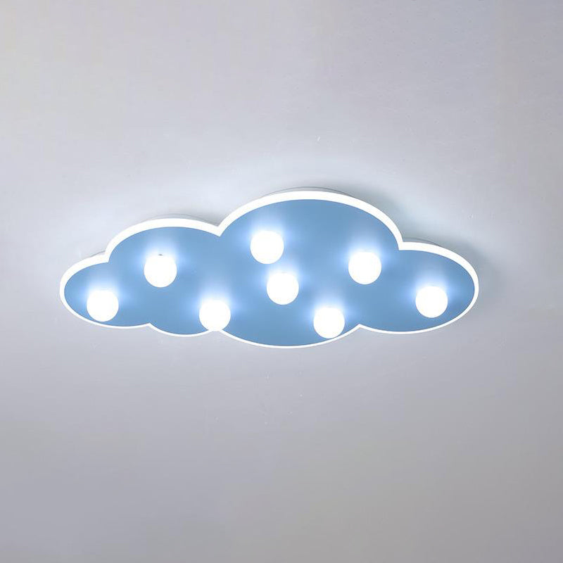 Blue/Pink/White Cloud Flush Ceiling Light Macaron Metal 8-Led Ceiling Mounted Light for Kids Bedroom Blue Clearhalo 'Ceiling Lights' 'Close To Ceiling Lights' 'Close to ceiling' 'Flush mount' Lighting' 259973