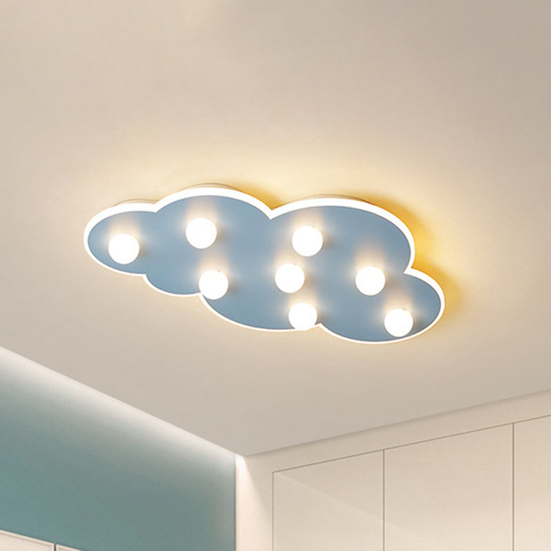 Blue/Pink/White Cloud Flush Ceiling Light Macaron Metal 8-Led Ceiling Mounted Light for Kids Bedroom Clearhalo 'Ceiling Lights' 'Close To Ceiling Lights' 'Close to ceiling' 'Flush mount' Lighting' 259974