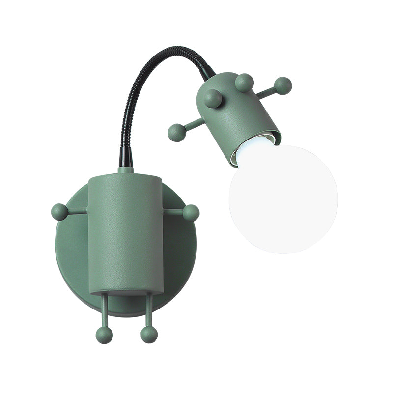 Open Bulb Adjustable Wall Lamp Modernist Metal 1 Head Wall Mount Lighting in Grey/White/Green Clearhalo 'Wall Lamps & Sconces' 'Wall Lights' Lighting' 259996