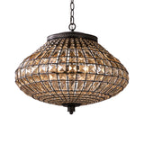 Crystal Beaded Pendant Lamp Vintage Style 3 Lights Hanging Light with Shade in Bronze for Bedroom Clearhalo 'Ceiling Lights' 'Chandeliers' Lighting' options 260018