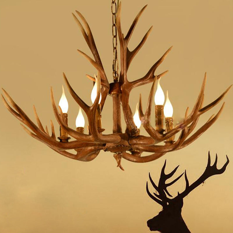 American Vintage Style Resin Antler Chandelier Ceiling Deer Horn
