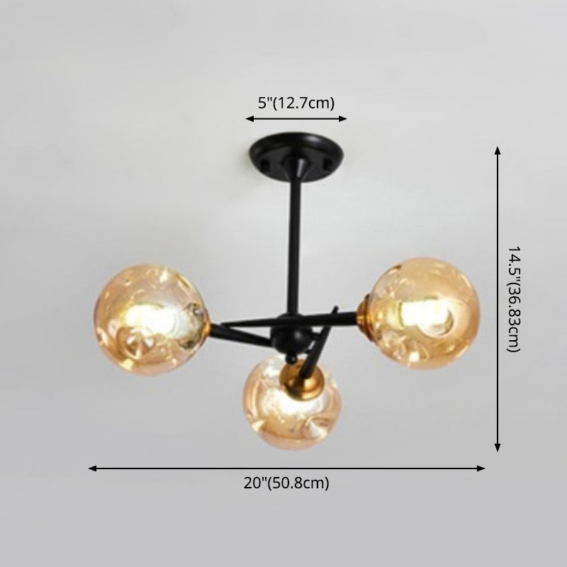 Multi Light Glass Ball Chandelier Light Black Wrought Iron Lamp Body Modern Chic Hanging Light for Living Room Clearhalo 'Ceiling Lights' 'Chandeliers' 'Modern Chandeliers' 'Modern' Lighting' 2600537