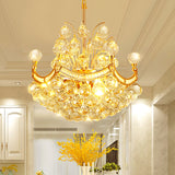 Clear Crystal Ball Chandelier Lighting Vintage Stylish 4 Lights Ceiling Pendant Light in Gold for Dining Room Clearhalo 'Ceiling Lights' 'Chandeliers' Lighting' options 260134