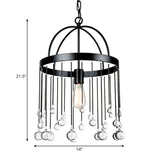 1-Light Ring Hanging Pendant Light Industrial Style Suspension Lamp with Crystal Ball Deco in Black Clearhalo 'Ceiling Lights' 'Modern Pendants' 'Modern' 'Pendant Lights' 'Pendants' Lighting' 260140