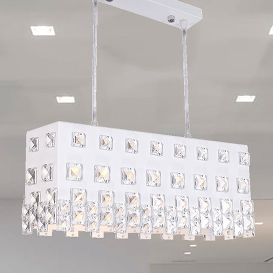 Ivory Linear Chandelier Lamp Contemporary Metal 2 Lights Pendant Light with Crystal Accent Ivory Clearhalo 'Ceiling Lights' 'Island Lights' Lighting' 260146