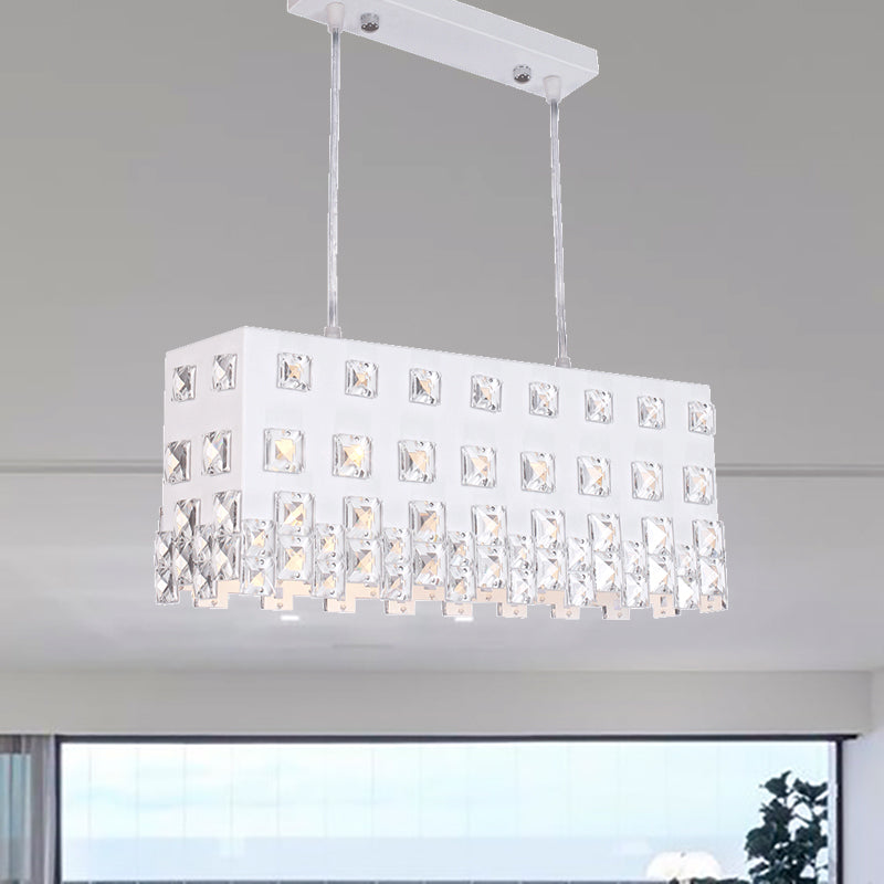 Ivory Linear Chandelier Lamp Contemporary Metal 2 Lights Pendant Light with Crystal Accent Clearhalo 'Ceiling Lights' 'Island Lights' Lighting' 260147