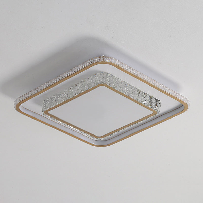 2-Tier Crystal LED Flush Light Minimalist Golden Ceiling Mount Lamp in Geometric Shape Clearhalo 'Ceiling Lights' 'Close To Ceiling Lights' 'Lighting' 2602493