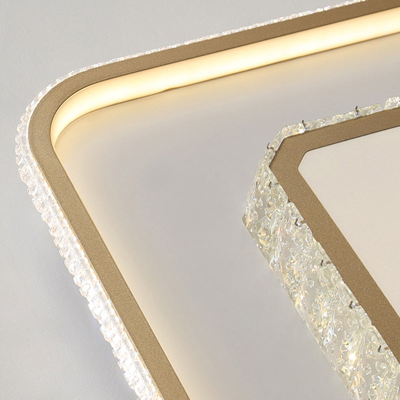 2-Tier Crystal LED Flush Light Minimalist Golden Ceiling Mount Lamp in Geometric Shape Clearhalo 'Ceiling Lights' 'Close To Ceiling Lights' 'Lighting' 2602494