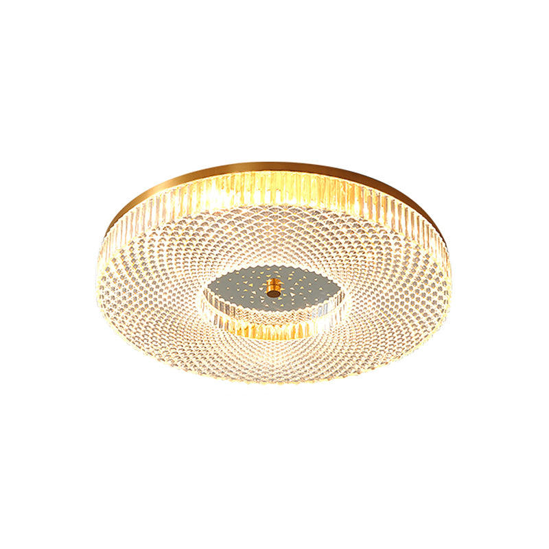 Circular Bedroom Flush Ceiling Light Lattice Crystal Minimalist LED Flush Mount Fixture in Brass Brass 16" Clearhalo 'Ceiling Lights' 'Close To Ceiling Lights' 'Lighting' 2602501