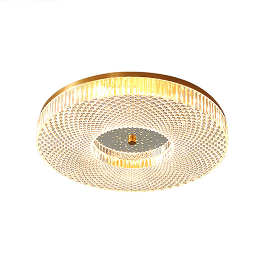 Circular Bedroom Flush Ceiling Light Lattice Crystal Minimalist LED Flush Mount Fixture in Brass Brass 19.5" Clearhalo 'Ceiling Lights' 'Close To Ceiling Lights' 'Lighting' 2602502