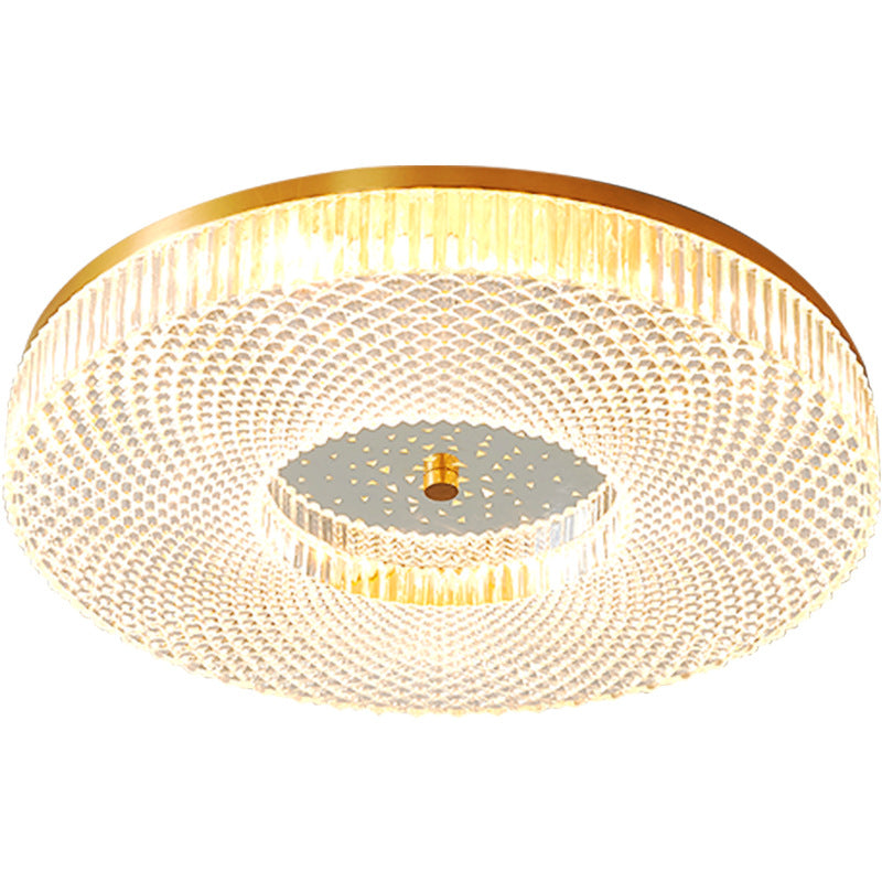 Circular Bedroom Flush Ceiling Light Lattice Crystal Minimalist LED Flush Mount Fixture in Brass Clearhalo 'Ceiling Lights' 'Close To Ceiling Lights' 'Lighting' 2602506