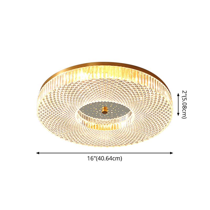 Circular Bedroom Flush Ceiling Light Lattice Crystal Minimalist LED Flush Mount Fixture in Brass Clearhalo 'Ceiling Lights' 'Close To Ceiling Lights' 'Lighting' 2602508