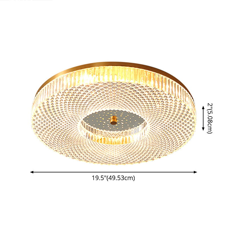 Circular Bedroom Flush Ceiling Light Lattice Crystal Minimalist LED Flush Mount Fixture in Brass Clearhalo 'Ceiling Lights' 'Close To Ceiling Lights' 'Lighting' 2602509