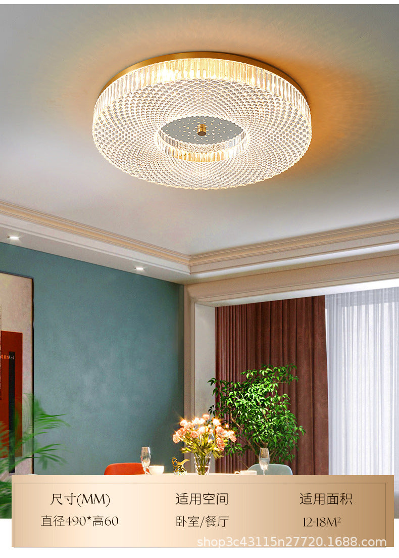 Circular Bedroom Flush Ceiling Light Lattice Crystal Minimalist LED Flush Mount Fixture in Brass Clearhalo 'Ceiling Lights' 'Close To Ceiling Lights' 'Lighting' 2602510