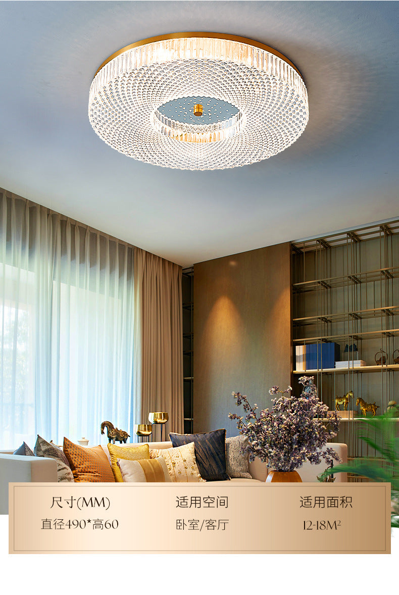 Circular Bedroom Flush Ceiling Light Lattice Crystal Minimalist LED Flush Mount Fixture in Brass Clearhalo 'Ceiling Lights' 'Close To Ceiling Lights' 'Lighting' 2602511