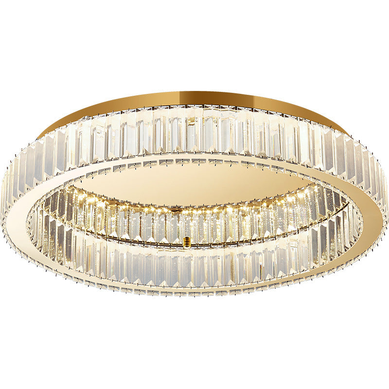 Brass Finish Ring Ceiling Lamp Simplicity Crystal Prism LED Flush Mount Lighting Clearhalo 'Ceiling Lights' 'Close To Ceiling Lights' 'Lighting' 2602518