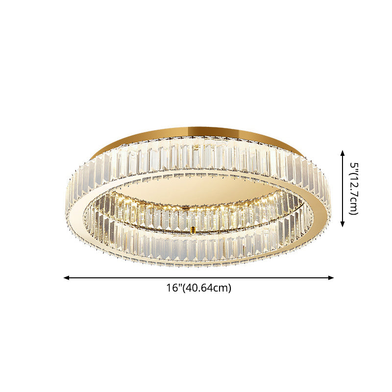 Brass Finish Ring Ceiling Lamp Simplicity Crystal Prism LED Flush Mount Lighting Clearhalo 'Ceiling Lights' 'Close To Ceiling Lights' 'Lighting' 2602519