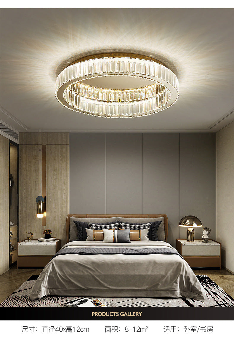 Brass Finish Ring Ceiling Lamp Simplicity Crystal Prism LED Flush Mount Lighting Clearhalo 'Ceiling Lights' 'Close To Ceiling Lights' 'Lighting' 2602523