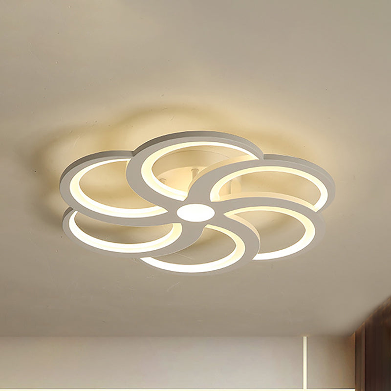 19.5"/23.5" W White Bloom Flush Mount Light Nordic Style Metal and Acrylic Led Living Room Flush Lamp in Warm Clearhalo 'Ceiling Lights' 'Close To Ceiling Lights' 'Close to ceiling' 'Semi-flushmount' Lighting' 260255