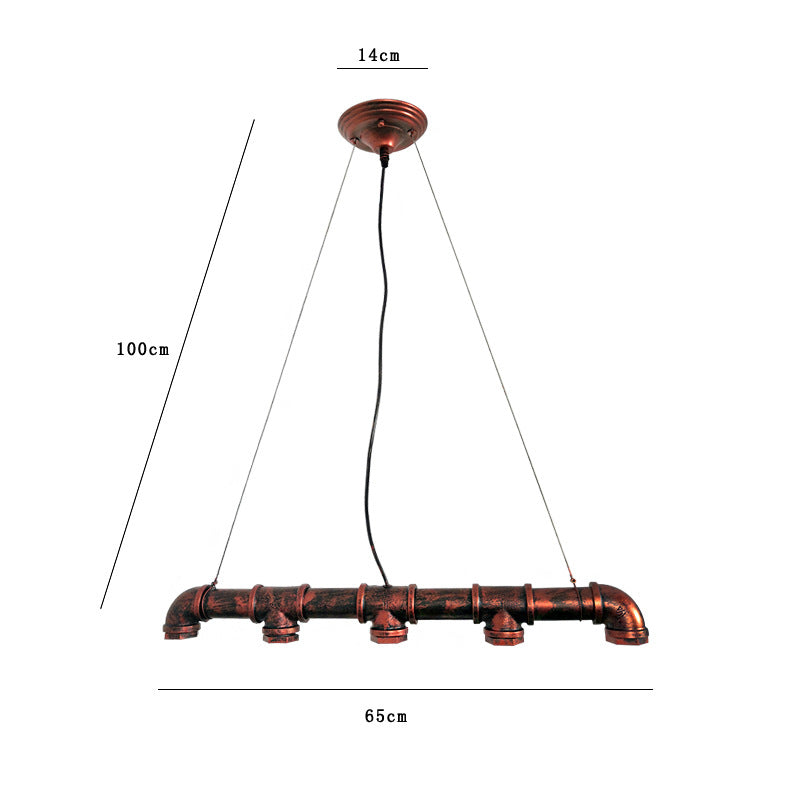 Metal Rust Island Lighting Fixture Water Pipe Industrial Chandelier Light Fixture Clearhalo 'Ceiling Lights' 'Island Lights' 'Lighting' 2602584