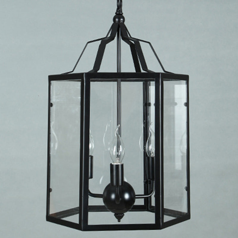 Industrial Candle Chandelier Hanging Light Fixture Metal Ceiling Light Fixture in Black Black Clearhalo 'Ceiling Lights' 'Chandeliers' Lighting' 2602612