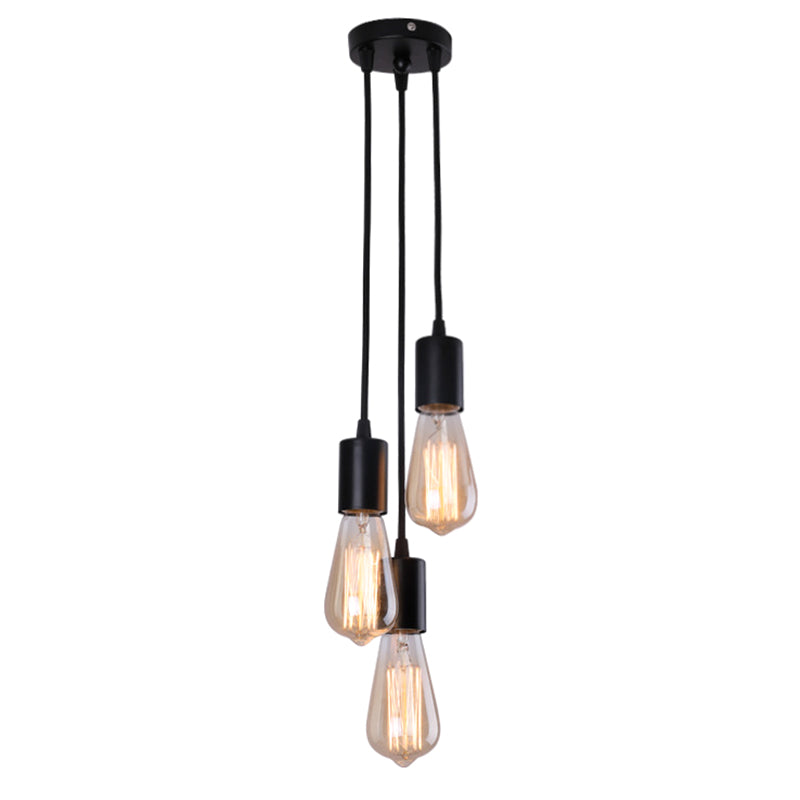 Exposed Bulb Restaurant Down Lighting Pendant Simplicity Metal Hanging Ceiling Light Black Clearhalo 'Ceiling Lights' 'Pendant Lights' 'Pendants' Lighting' 2602619