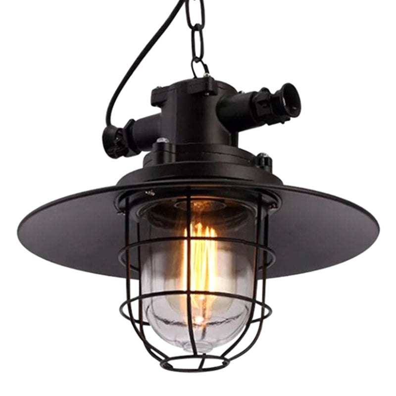 Metal Black Pendant Ceiling Light Cage Shade Industrial Pendant Light Fixture for Restaurant Black Clearhalo 'Ceiling Lights' 'Pendant Lights' 'Pendants' Lighting' 2602628