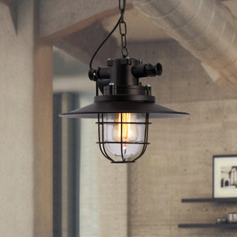 Metal Black Pendant Ceiling Light Cage Shade Industrial Pendant Light Fixture for Restaurant Clearhalo 'Ceiling Lights' 'Pendant Lights' 'Pendants' Lighting' 2602630